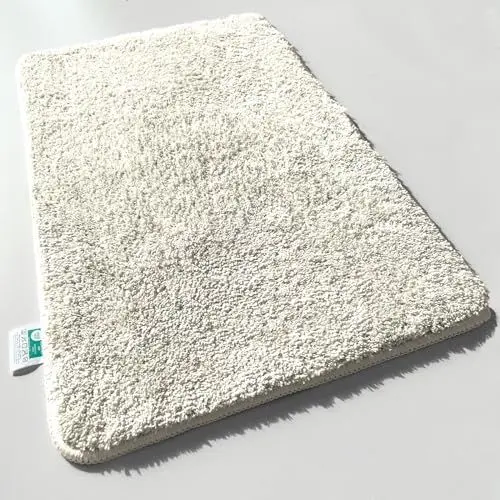 Produktbild: casa pura Badematte 50 x 60 cm Creme weicher, Flauschiger Badezimmerteppich in Shaggy Optik, Badvorleger rutschfest waschbar - Duschvorleger, Teppich Fußmatte für Badezimmer, Dusche, Sky Soft