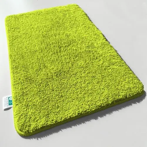 Produktbild: casa pura Badematte weicher, Flauschiger Badezimmerteppich in Shaggy Optik, Badvorleger rutschfest waschbar - Duschvorleger, Teppich Fußmatte für Badezimmer, Dusche 70 x 120 cm, Limone Sky Soft