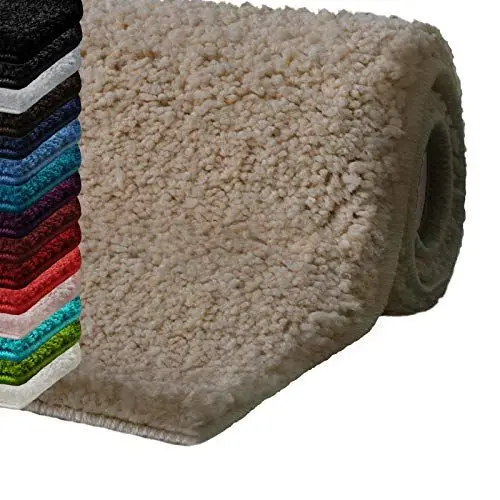 Produktbild: casa pura Badematte 80x150 cm beige, Flauschiger Badezimmerteppich Shaggy, Badvorleger rutschfest, waschbar, Duschvorleger, Teppich Fußmatte für Badezimmer und Dusche