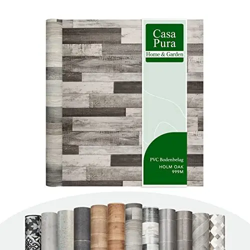 Produktbild: casa pura CV Bodenbelag Plaza - extra abriebfester PVC Linoleum Bodenbelag Meterware (geschäumt) Vinylboden - Holm Oak 999M - edle Holzoptik - Oberfläche strukturiert - (100x100 cm)