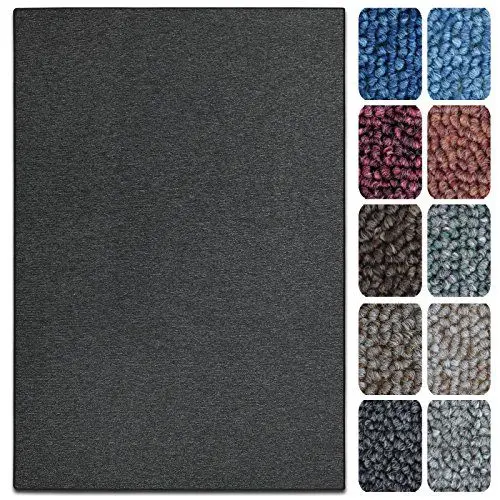 Produktbild: casa pura Teppich London | viele Größen | pflegeleichter Flacher Schlingenflor | Flurteppich, Wohnzimmerteppich, Küchenteppich, Schlafzimmerteppich (Anthrazit - 140x200 cm)