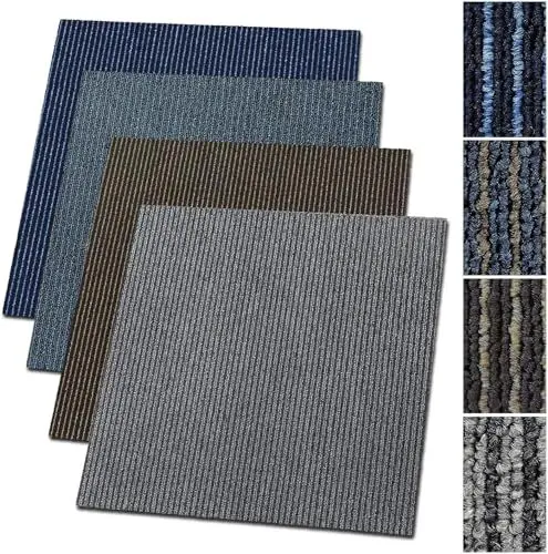 Produktbild: casa pura Teppichfliesen Bohemia 50x50 cm selbstliegend - 6 m² Set - strapazierfähiger Teppich Bodenbelag mit hochwertigem Schlingenflor - antistatisch mit Bitumen Rücken (Anthrazit-grau, 24 Stück)