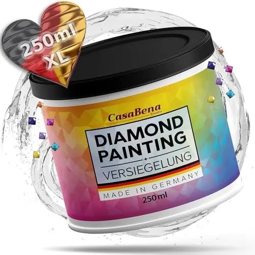 Produktbild: CasaBena® - Diamond Painting Versiegelung 250ml - Diamant Painting für strahlende Bilder & dauerhaften Glanz - Diamond-Painting Zubehör für Glitzereffekt & Schutz (durchsichtig) - Made in Germany