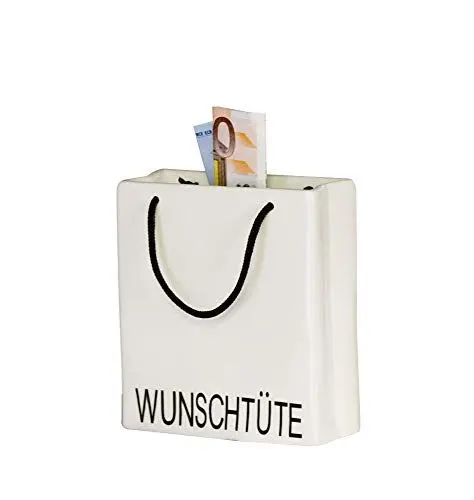 Produktbild: Casablanca Spardose Wunscherfüller – Sparbüchse Money Box als Verpackung Geldgeschenk – Schriftzug Wunschtüte – 13 x 5 x Höhe 14 cm