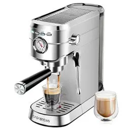 Produktbild: CASABREWS Espresso Siebträgermaschine 20 Bar, Edelstahl-Espressomaschine mit professionellem Milchaufschäumer, Klein Kaffeemaschine Espresso für Cappuccino, Latte & Macchiato, 1L Wassertank, silber