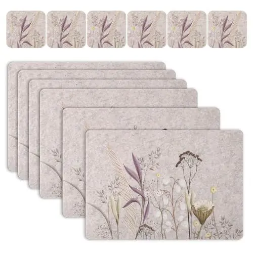 Produktbild: Casaido Platzset Filz,Placemat,6er Tisch untersetzer-Set,Tischset Frühlingr,Tischsets Abwaschbar Platzsets aus Filz,Hitzebeständig rutschfest Platzdeckchen Tischunterlage