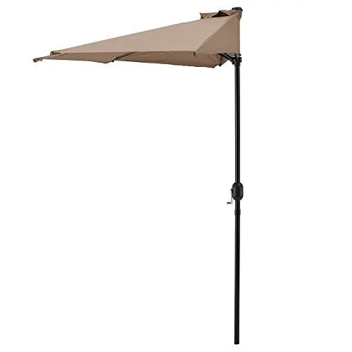 Produktbild: casa.pro Halbschirm Eger Ø300cm Halb-Sonnenschirm Balkonschirm Kurbelschirm Schirm Halbrund Stahl Polyester 160g/m² Beige