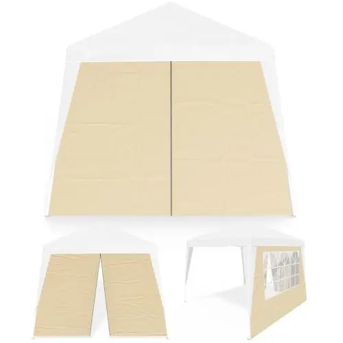 Produktbild: CASARIA® 2X Seitenteil für Pavillon 3x3m Wasserdicht mit Fenster mit Reißverschluss Garten Seitenwand Abdeckplane Faltpavillon Pop Up Stabil Beige