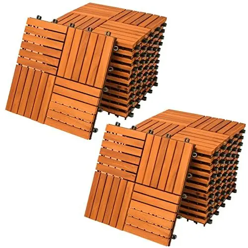 Produktbild: CASARIA® Holzfliesen FSC®-zertifiziertes Akazienholz 2m² Fliese Akazie Quattro 30x30cm Klicksystem zuschneidbar Terrasse