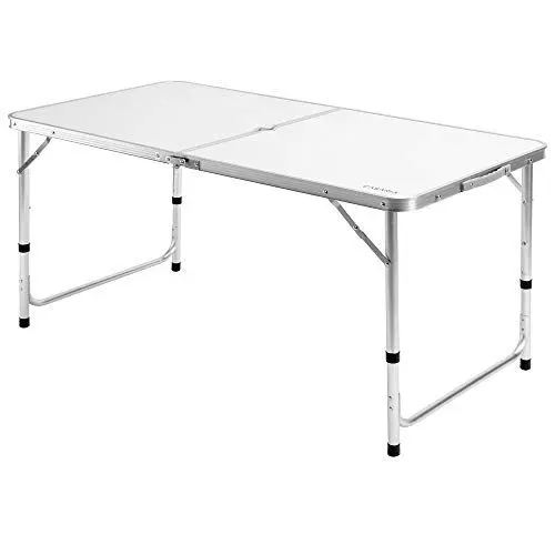 Produktbild: Casaria® Campingtisch klappbar Camping höhenverstellbar Klapptisch Alu 120x60cm Tragegriff Weiß Kofferfunktion Tisch faltbar Garten Balkon Picknick