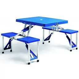 Produktbild: CASARIA® Klapptisch mit Stühlen Wetterfest Klappbar ABS Campingtisch-Set Gartentisch Esstisch Falttisch Klappbänke Biertischgarnitur 4 Personen Blau