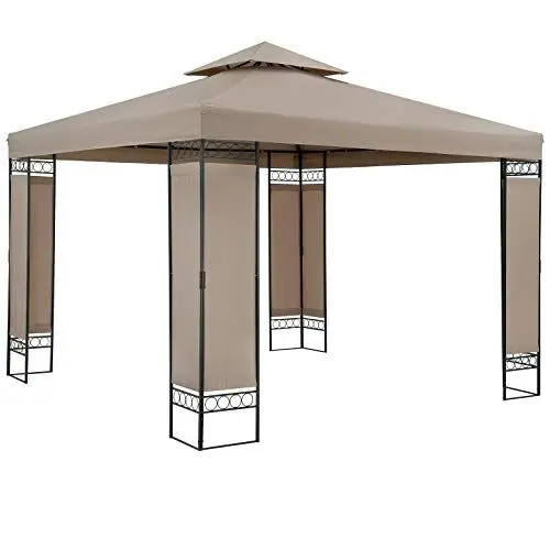 Produktbild: CASARIA® Pavillon Lorca 3x3m Metall Wasserabweisend UV-Schutz 50+ mit Seitenteile Stabil Gartenpavillon Luxus Modern Taupe