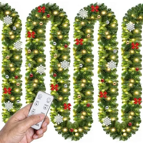 Produktbild: CASARIA® Weihnachtsgirlande Beleuchtet Deko Fernbedienung 5m 80 LED Timer Dimmbar 7 Leuchtmodi Außen Weihnachtsdeko Weihnachten Girlande Tannengirlande