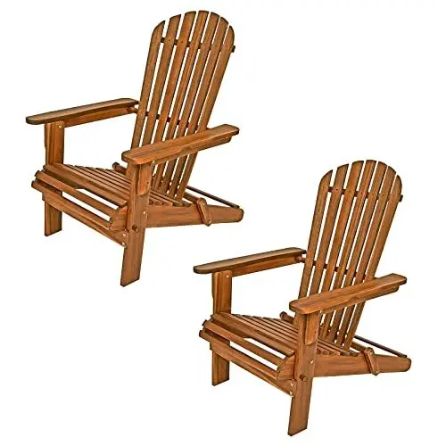 Produktbild: Casaria® 2X Sonnenliege Holz Wetterfest Klappbar 160kg Belastbarkeit XXL Armlehnen Rückenlehne Garten Balkon Terrasse Holzstuhl Ergonomisch Adirondack