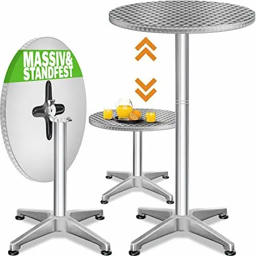 Produktbild: Casaria® 2in1 Stehtisch Klappbar Höhenverstellbar 70 cm / 115 cm Hoch Aluminium Rund Ø60 cm Wetterfest Outdoor Garten Bistrotisch Biertisch Partytisch