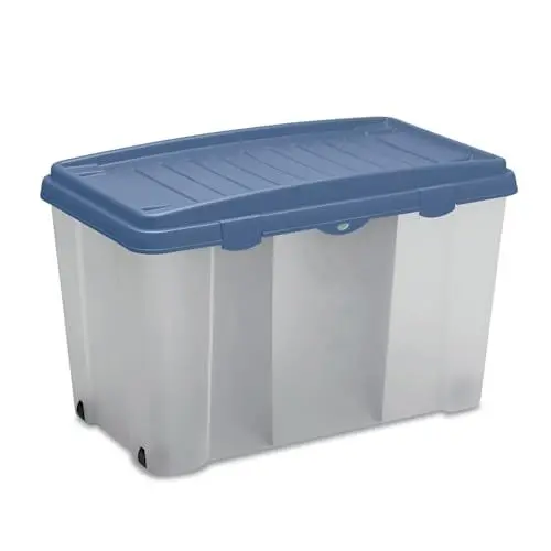 Produktbild: Casaria® Aufbewahrungsbox 120l mit Deckel Rollen Trennwände stapelbar transparent Kunststoff BPA-frei XXL Rollbox Kunststoffbox Büro Spielzeug Blau