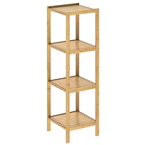 Produktbild: Casaria® Badezimmer Regal Bambus 4 Ablagen Belastbarkeit 40kg 110x33cm Bad Küche Kinderzimmer Wohnzimmer Bücherregal Holzregal Mehrzweckregal Braun