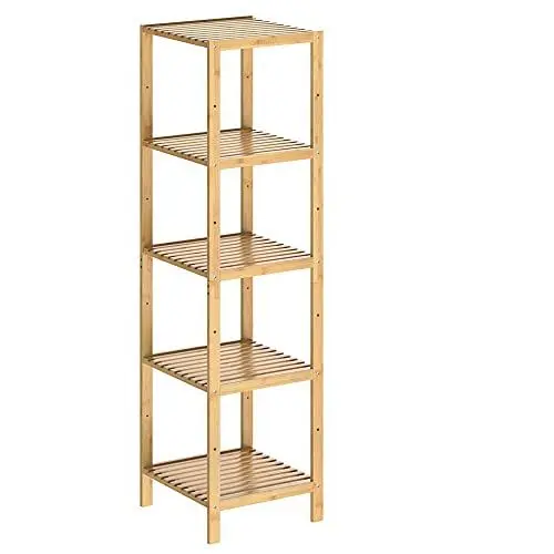 Produktbild: Casaria® Badezimmer Regal Bambus 5 Ablagen Belastbarkeit 40kg 140x33cm Bad Küche Kinderzimmer Wohnzimmer Bücherregal Holzregal Mehrzweckregal Braun