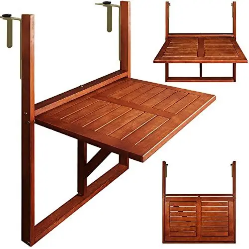 Produktbild: Casaria® Balkontisch klappbar wetterfest Holz FSC®-Zertifiziert 40kg Belastbarkeit 65x45cm Klapptisch Balkon Garten Tisch Geländer Terrasse Akazie