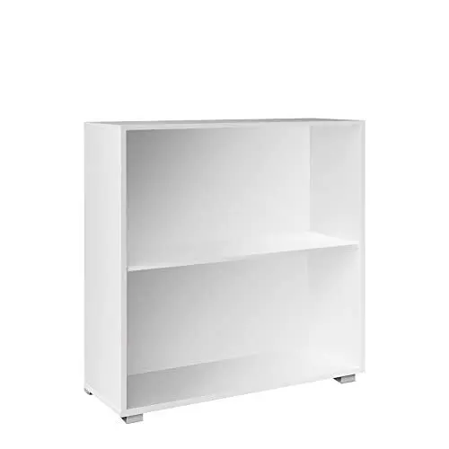 Produktbild: Casaria® Bücherregal 77x60x28cm Weiß Holz 2 Fächer Boden Höhenverstellbar Kippschutz Bücher Büro Wohnzimmer Standregal Regal
