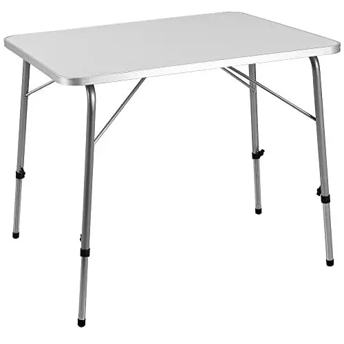 Produktbild: Casaria® Campingtisch klappbar Klapptisch Camping Beine höhenverstellbar 80x54cm Holz Alu Tisch faltbar Weiß abgerundete Kanten Garten Balkon Picknick