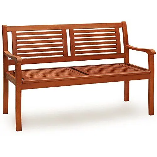 Produktbild: Casaria® Gartenbank Wetterfest Holz FSC®-Zertifiziert 320kg Belastbar 2-Sitzer Armlehne Rückenlehne 120x60cm Garten Balkon Holzbank Eukalyptus Braun