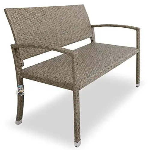 Produktbild: Casaria® Gartenbank Wetterfest Polyrattan UV-beständig 320kg Belastbar Garten Terrasse Balkon Bank Balkonbank Gartenmöbel 122x58x87cm 2-Sitzer Creme