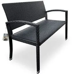 Produktbild: Casaria® Gartenbank Wetterfest Polyrattan UV-beständig 320kg Belastbar Garten Terrasse Balkon Bank Balkonbank Gartenmöbel 122x58x87cm 2-Sitzer Schwarz
