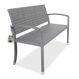 Produktbild: Casaria® Gartenbank Wetterfest Polyrattan UV-beständig 320kg Belastbar Garten Terrasse Balkon Bank Balkonbank Gartenmöbel 122x58x87cm 2-Sitzer Grau