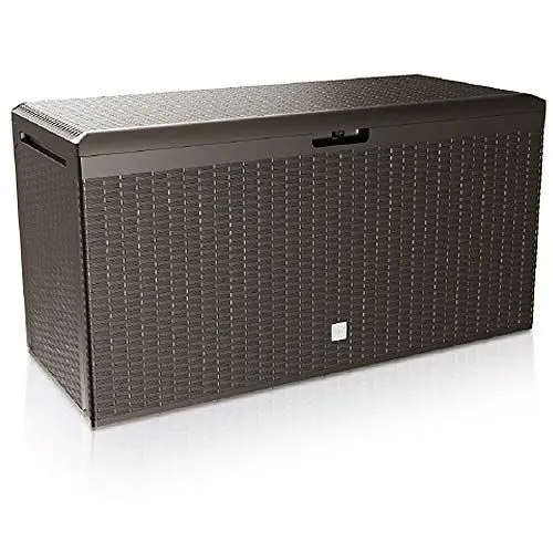 Produktbild: Casaria® Gartenbox Auflagenbox abschließbar Braun 290L UV-beständig Haltegriffe Rollen Verschlussvorrichtung Balkon Garten Kissenbox Aufbewahrungsbox 114x47cm Wetterfest Korbgeflecht