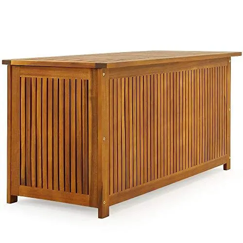 Produktbild: Casaria® Gartenbox Holz Akazie 205L Deckel 160kg Belastbarkeit Wetterfest Auflagenbox Aufbewahrungsbox Garten Balkon Wintergarten Sitztruhe 115x50cm