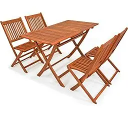 Produktbild: Casaria® Gartenmöbel Set Holz 5-TLG. FSC®-Zertifiziert Klappbar Akazie Garten Terrasse 120x70cm Sitzgarnitur Terrassenmöbel Wetterfest Braun
