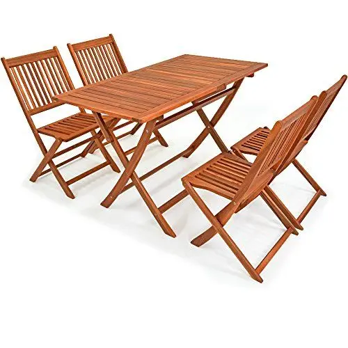 Produktbild: Casaria® Gartenmöbel Set Holz 5-TLG. FSC®-Zertifiziert Klappbar Akazie Garten Terrasse 120x70cm Sitzgarnitur Terrassenmöbel Wetterfest Braun