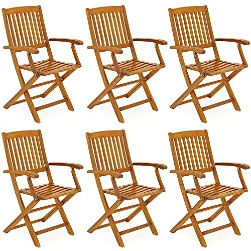 Produktbild: Casaria® 6er Set Gartenstuhl Balkonstuhl Holz Boston Klappbar 160kg Belastbar 58x52cm Garten Balkon Terrasse Holzstuhl Klappstuhl Hochlehner Akazie Braun