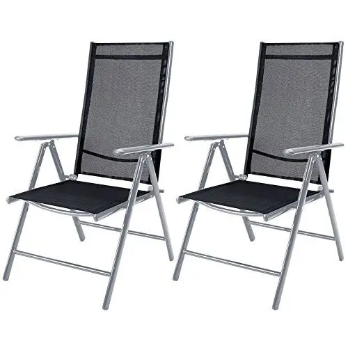 Produktbild: Casaria® Gartenstühle 2er Set Hochlehner Klappbar 8-Fach Verstellbar Camping Stuhl Aluminium Wetterfest Klappstuhl 120kg Belastbarkeit Garten Balkon