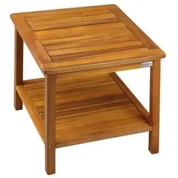 Produktbild: Casaria® Gartentisch Wetterfest Holz 2 Ablageflächen FSC®-Zertifiziert 80kg Belastbarkeit 45x45cm Balkon Garten Tisch Beistelltisch Gartenmöbel Akazie