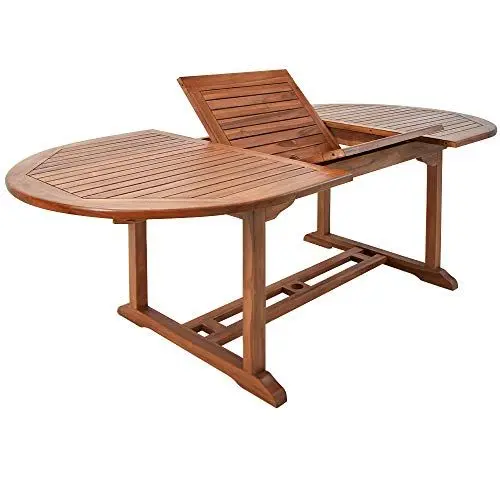 Produktbild: Casaria® Gartentisch Wetterfest FSC®-Zertifiziert Holz 200x100cm 160kg Belastbarkeit Schirmständer Balkon Garten Terrasse Tisch Klapptisch Balkontisch Eukalyptus