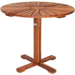 Produktbild: Casaria® Gartentisch Wetterfest Rund Holz 80kg Belastbarkeit Ø 70,5cm Garten Terrasse Balkon Tisch Akazie Gartenmöbel Esstisch Stehtisch Holztisch