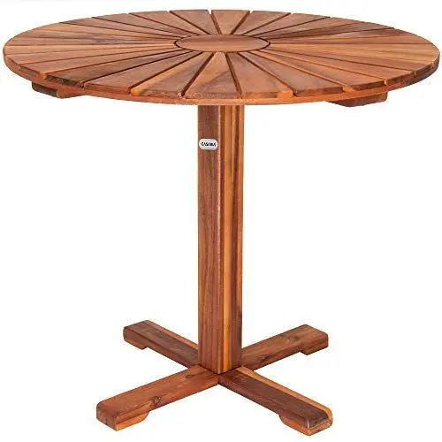 Produktbild: Casaria® Gartentisch Wetterfest Rund Holz 80kg Belastbarkeit Ø 70,5cm Garten Terrasse Balkon Tisch Akazie Gartenmöbel Esstisch Stehtisch Holztisch