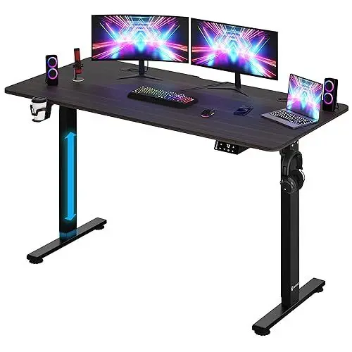 Produktbild: Casaria® Höhenverstellbarer Schreibtisch 140cm Braun Gestell Tischplatte Gaming Tisch LCD Display Memoryfunktion Elektrisch mit Zubehör Computertisch Büro