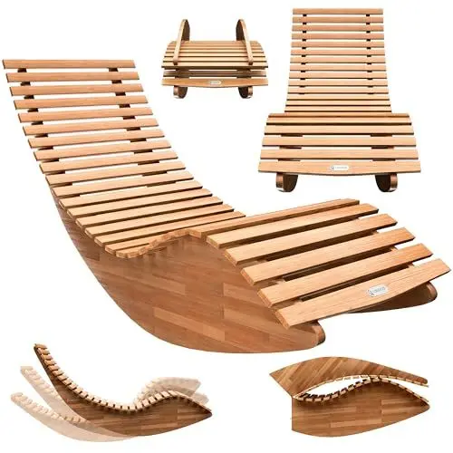 Produktbild: Casaria® Java Gartenliege Holz Wetterfest Klappbar Ergonomisch 160kg Belastbarkeit FSC®-Zertifiziert Akazie Garten Sauna Liege Holzliege 155x60x93cm