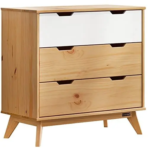Produktbild: Casaria® Kommode 3 Schubladen 80x79x40 cm FSC®- Zertifiziert Kiefer Massiv Natur Holz Wohnzimmer Schlafzimmer Diele Möbel Sideboard Highboard Anrichte