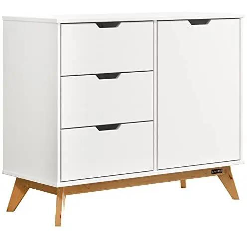Produktbild: Casaria® Kommode mit 3 Schubladen Tür 96x40x79cm FSC®- Zertifiziert Kiefer Massiv Natur Holz Wohnzimmer Esszimmer Diele Möbel Sideboard Anrichte Schrank