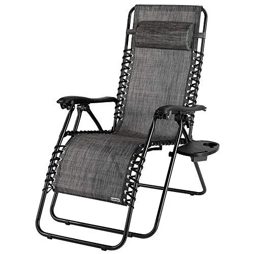 Produktbild: Casaria® Relaxliege Klappliegestuhl Anthrazit Wetterfest 175kg Belastbarkeit Kissen Ablage Rückenlehne Armlehnen Balkon Terrasse Sonnenstuhl Gartenstuhl Liegestuhl 184x69cm