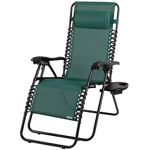 Produktbild: Casaria® Relaxliege Klappliegestuhl Grün Wetterfest 175kg Belastbarkeit Kissen Ablage Rückenlehne Armlehnen Balkon Terrasse Sonnenstuhl Gartenstuhl Liegestuhl 184x69cm