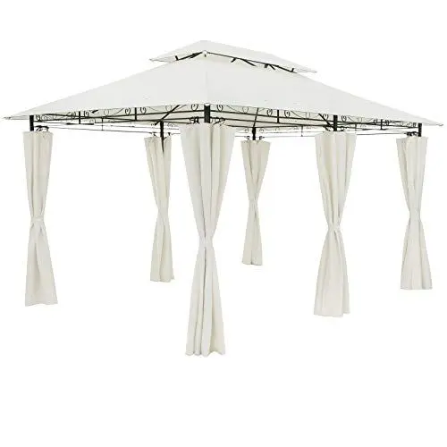 Produktbild: Casaria® Pavillon Topas 3x4m Metall Wasserabweisend UV-Schutz 50+ mit Seitenteile Stabil Gartenpavillon Luxus Modern Creme