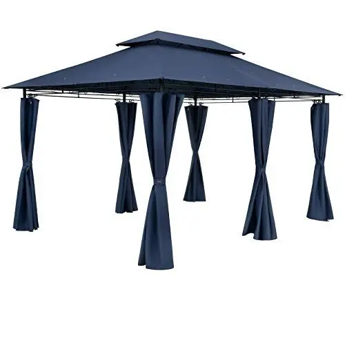 Produktbild: Casaria® Pavillon Topas 3x4m Metall Wasserabweisend UV-Schutz 50+ mit Seitenteile Stabil Gartenpavillon Luxus Modern Blau