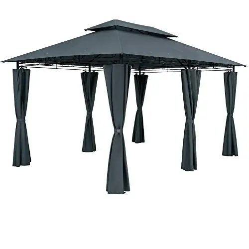 Produktbild: Casaria® Pavillon Topas 3x4m Metall Wasserabweisend UV-Schutz 50+ mit Seitenteile Stabil Gartenpavillon Modern Anthrazit