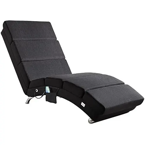 Produktbild: Casaria® Relaxliege XXL Massage Heizfunktion 186x89x55cm Ergonomisch Stoff Gepolstert 180kg Belastbarkeit Wohnzimmer Chaiselongue Relaxsessel Anthrazit