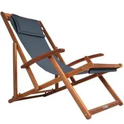 Produktbild: Casaria® Sonnenliege Holz Wetterfest Klappbar Verstellbar 160kg Belastbar Armlehne Nackenkissen Garten Balkon Liegestuhl Akazie 94x94x60cm Anthrazit